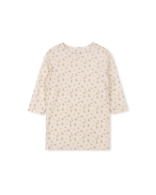 HELLO YELLOW BEIGE TINY FLORAL T-SHIRT