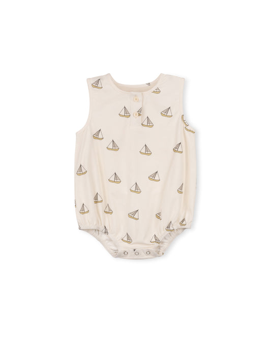 PHIL AND PHOEBE BEIGE SAILBOAT ROMPER