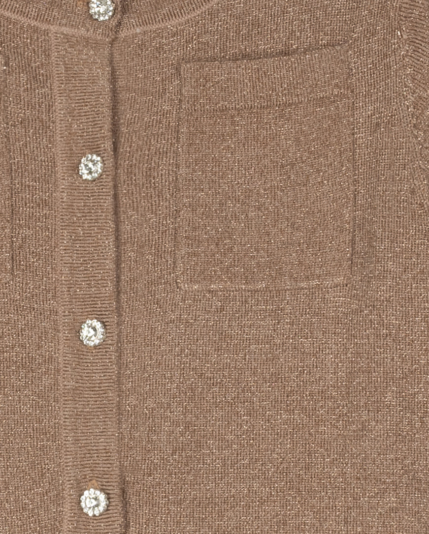 ONE CHILD CAMEL METALLIC PLEATED KNIT DRESS