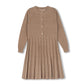 ONE CHILD CAMEL METALLIC PLEATED KNIT DRESS