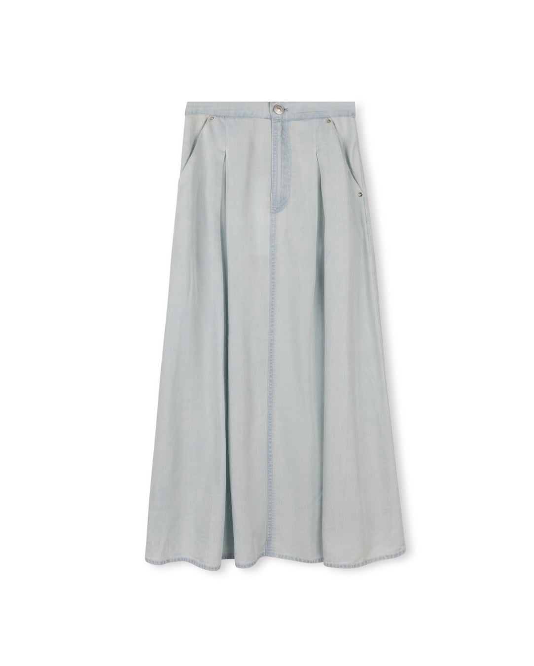 VIBE LIGHT BLUE DENIM MIDI SKIRT