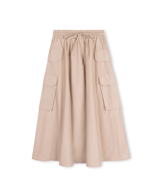 VIBE TAN POPLIN DOUBLE POCKET SKIRT