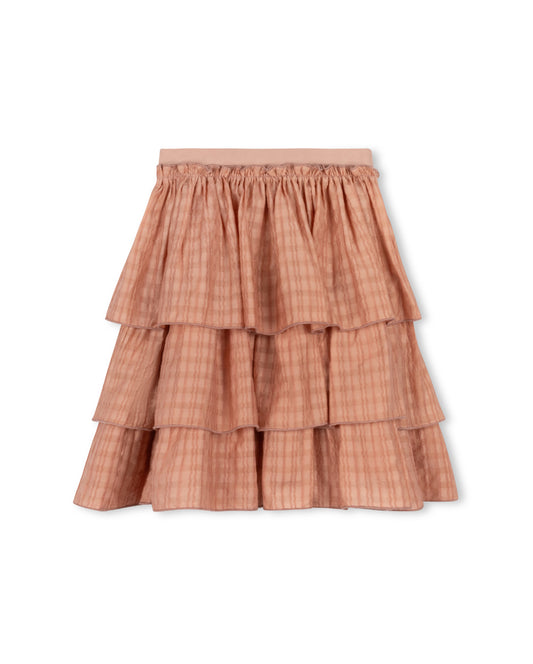 LILOU PINK TIERED WAISTED SKIRT