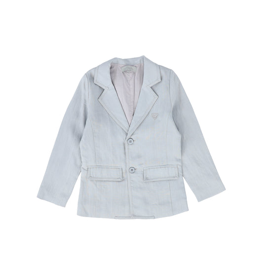 BACE COLLECTION LIGHT BLUE RIBBON TRIM BLAZER