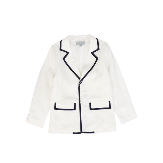 BACE COLLECTION WHITE RIBBON TRIM BLAZER