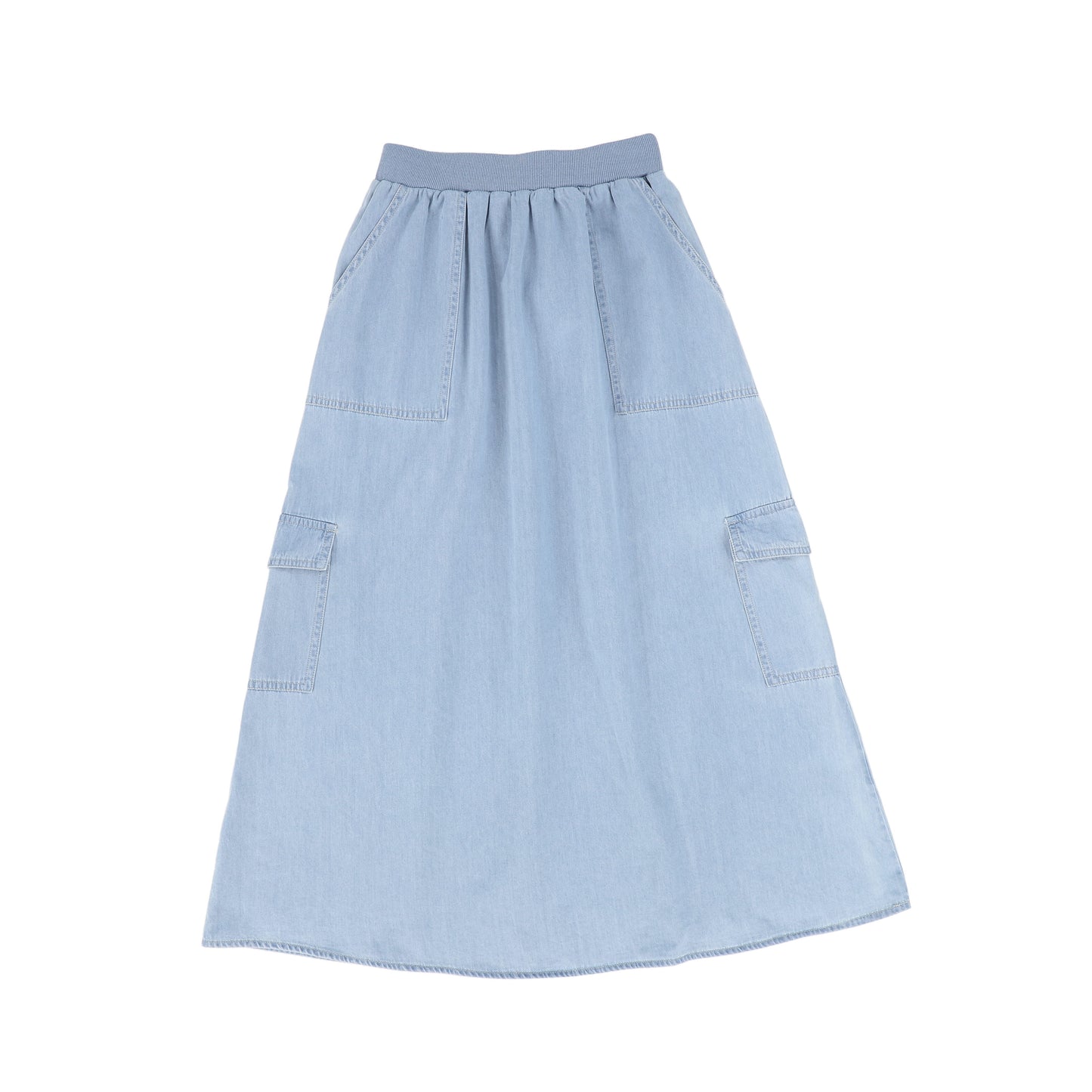 VALENTINA LIGHT BLUE DENIM CHAMBRAY CARGO SKIRT