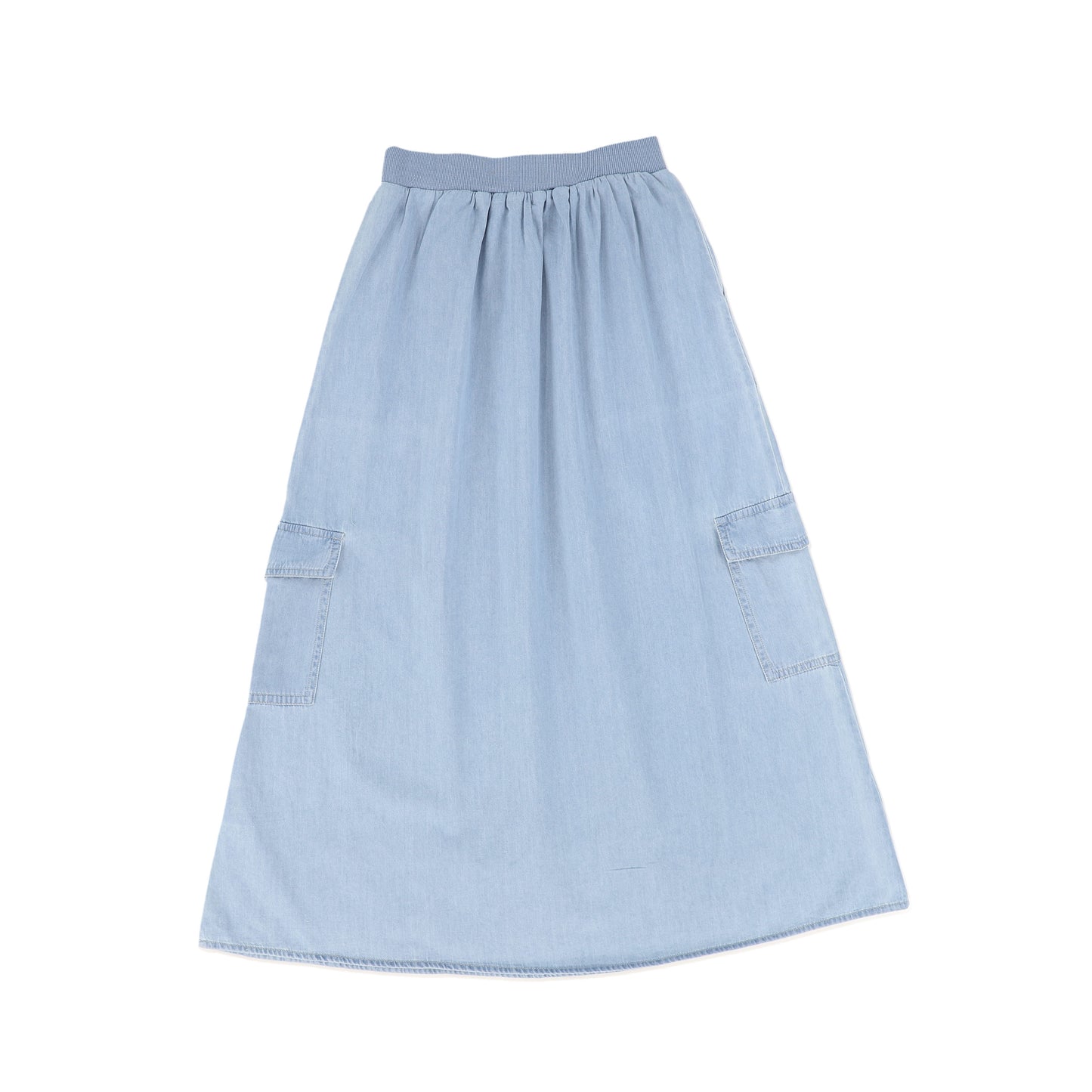 VALENTINA LIGHT BLUE DENIM CHAMBRAY CARGO SKIRT