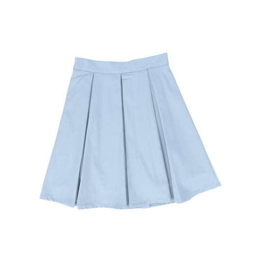 BACE COLLECTION BLUE POPLIN WIDE PLEATED SKIRT