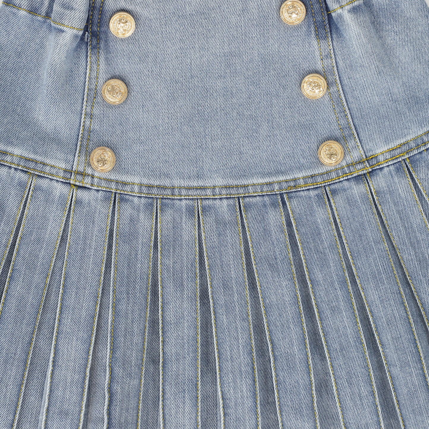 BACE COLLECTION DENIM WASH DROP WAIST PLEATED SKIRT