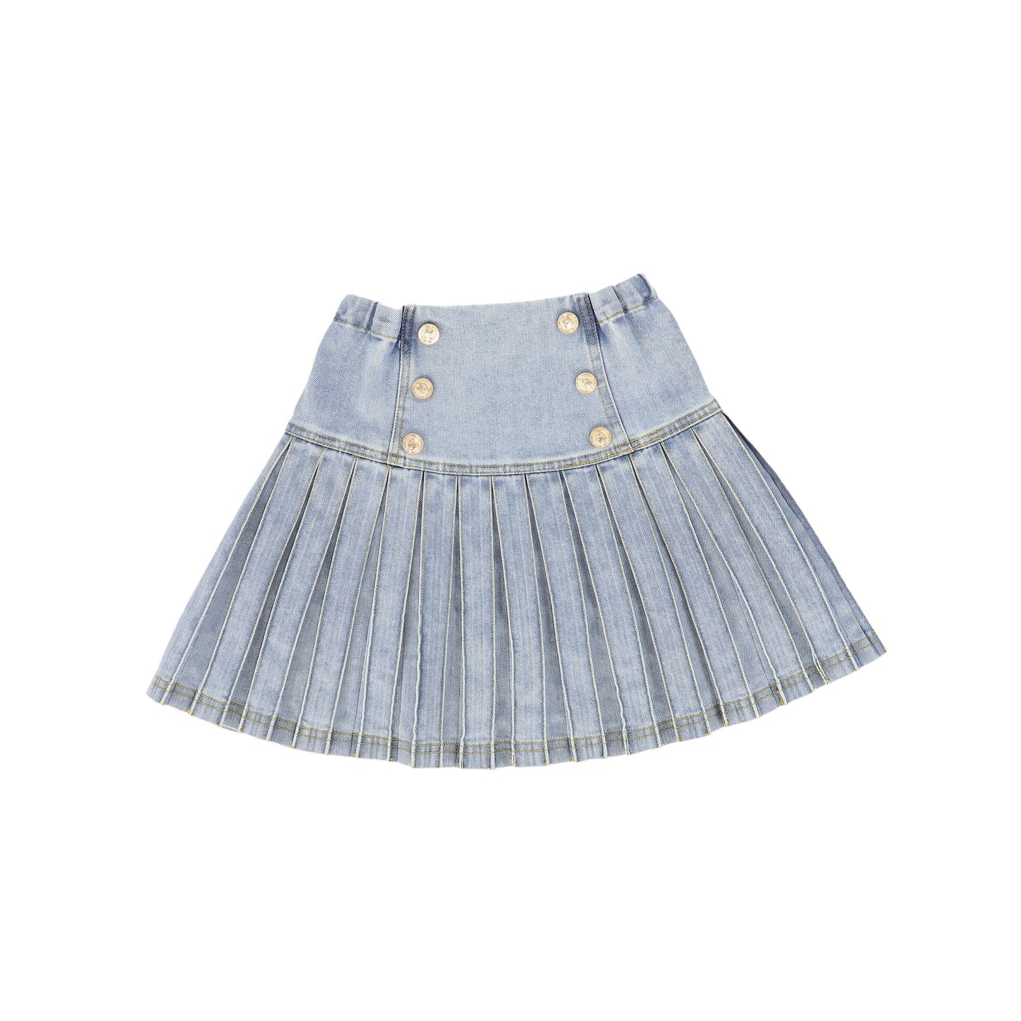 BACE COLLECTION DENIM WASH DROP WAIST PLEATED SKIRT