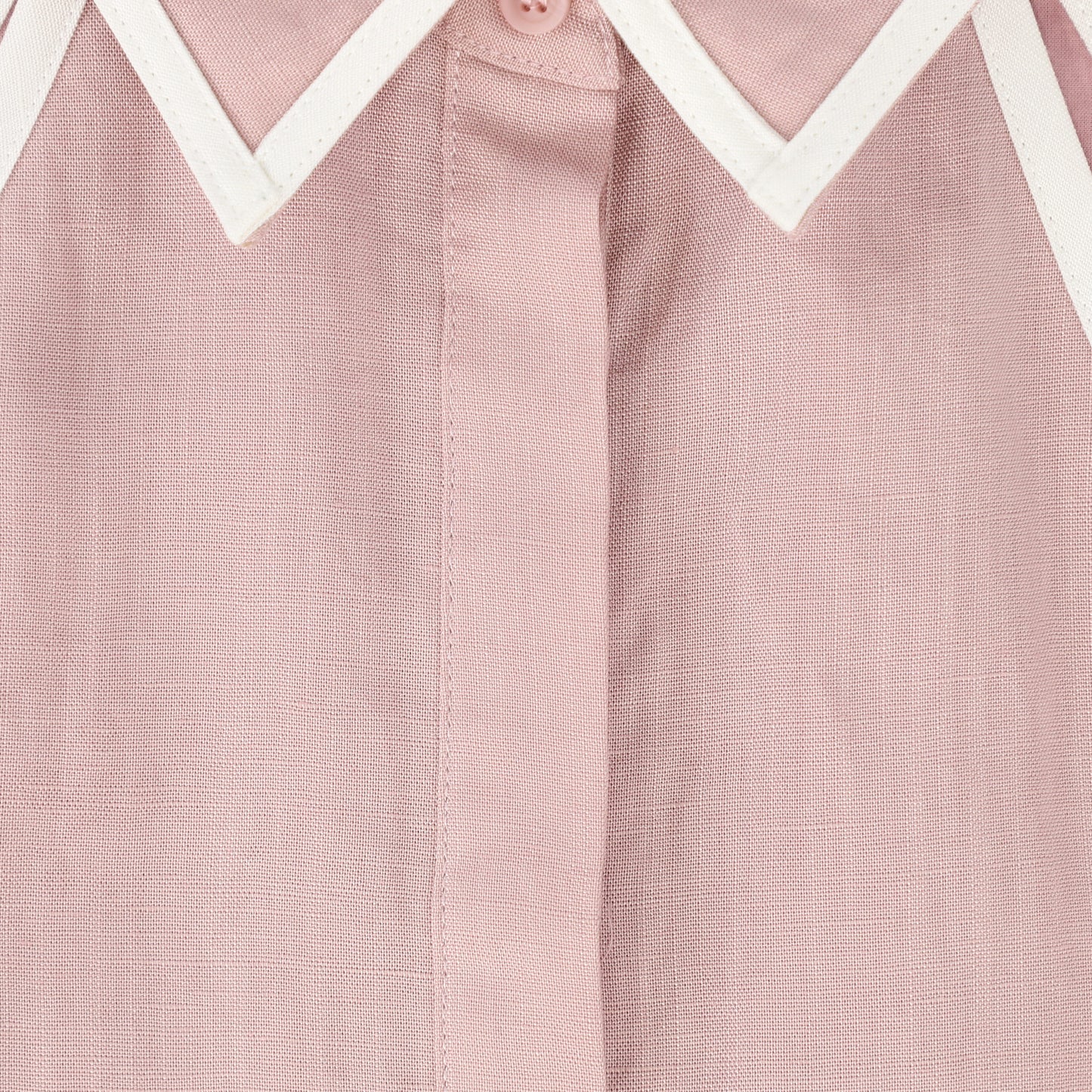 BACE COLLECTION PINK LINEN TRIM COLLARED DRESS