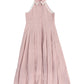 BACE COLLECTION PINK LINEN TRIM COLLARED DRESS