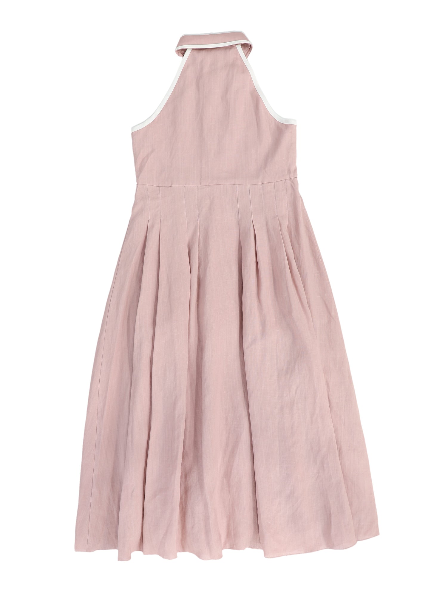 BACE COLLECTION PINK LINEN TRIM COLLARED DRESS