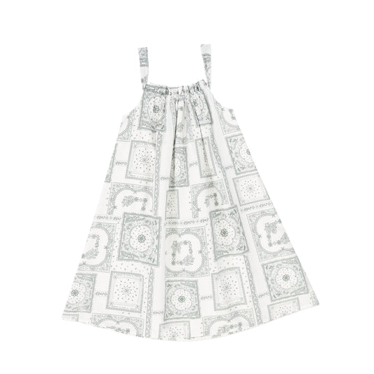 BACE COLLECTION SAGE PAISELY HANDKERCHIEF PRINT DRESS