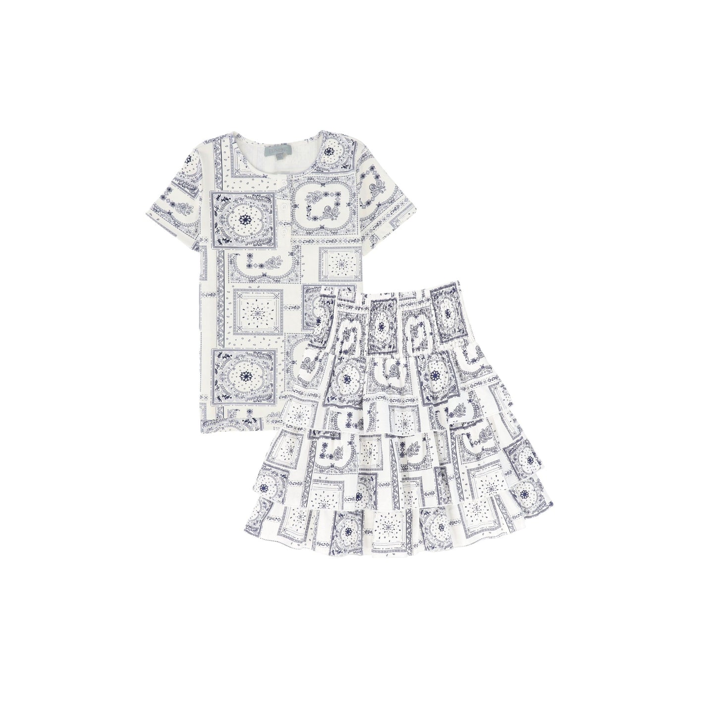 BACE COLLECTION NAVY PAISELY HANDKERCHIEF PRINT SS SET