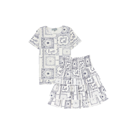 BACE COLLECTION NAVY PAISELY HANDKERCHIEF PRINT SS SET