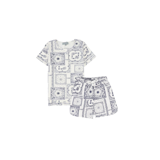 BACE COLLECTION NAVY PAISELY HANDKERCHIEF PRINT SS SET