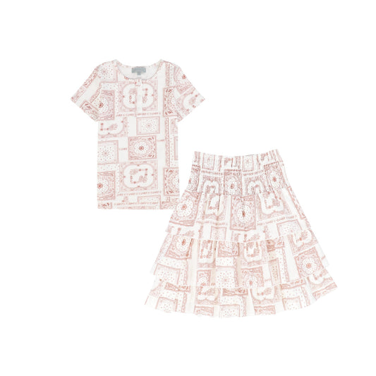 BACE COLLECTION PINK PAISELY HANDKERCHIEF PRINT SS SET
