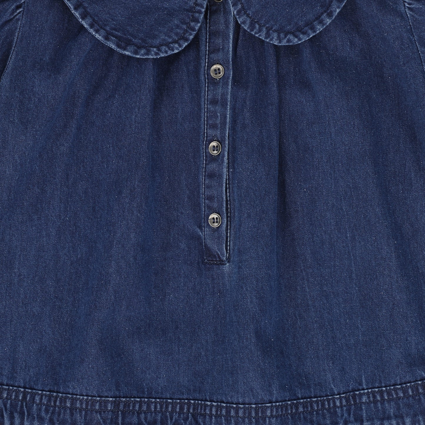 BACE COLLECTION MID BLUE DENIM FRINGE DRESS