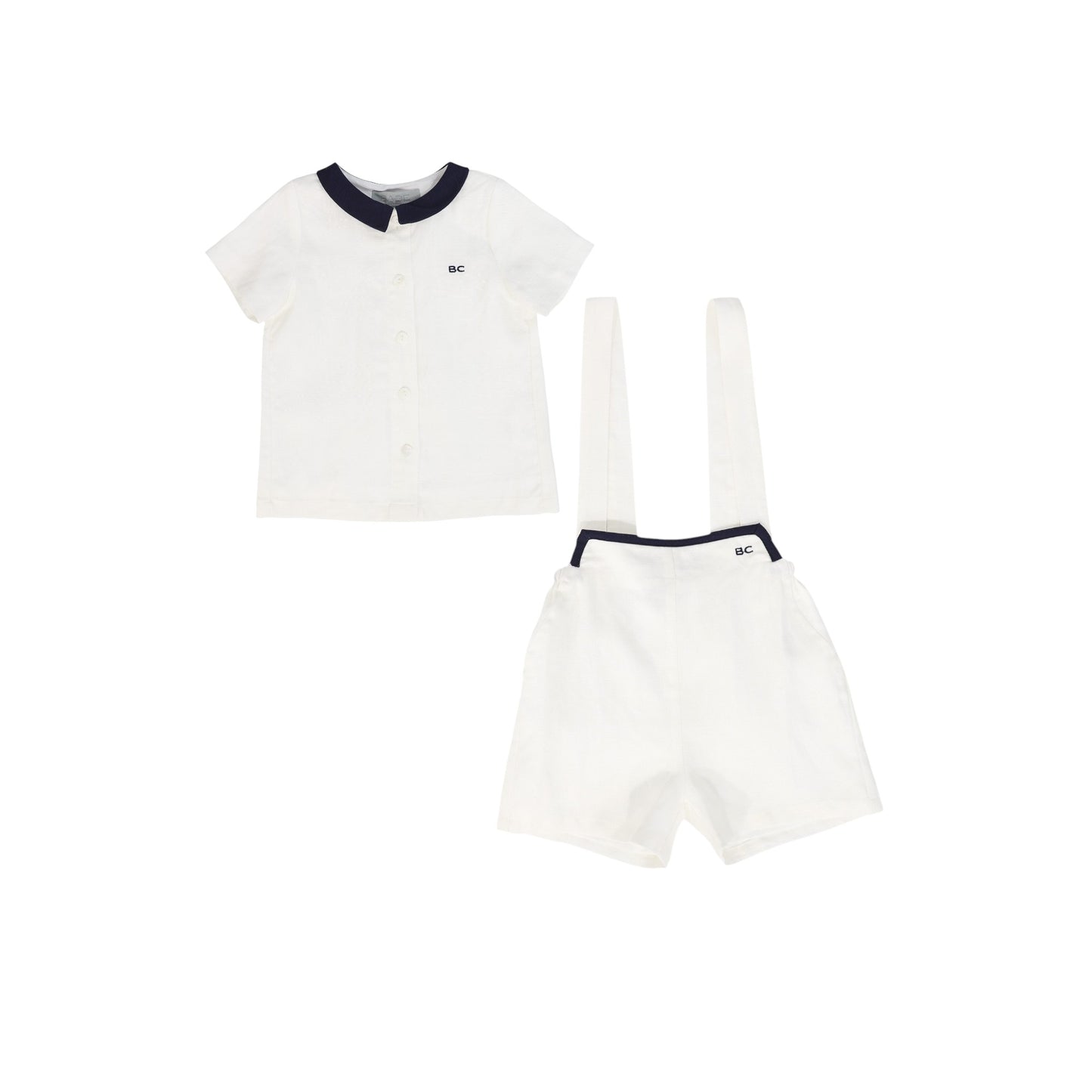 BACE COLLECTION WHITE LINEN TRIM OVERALL SET