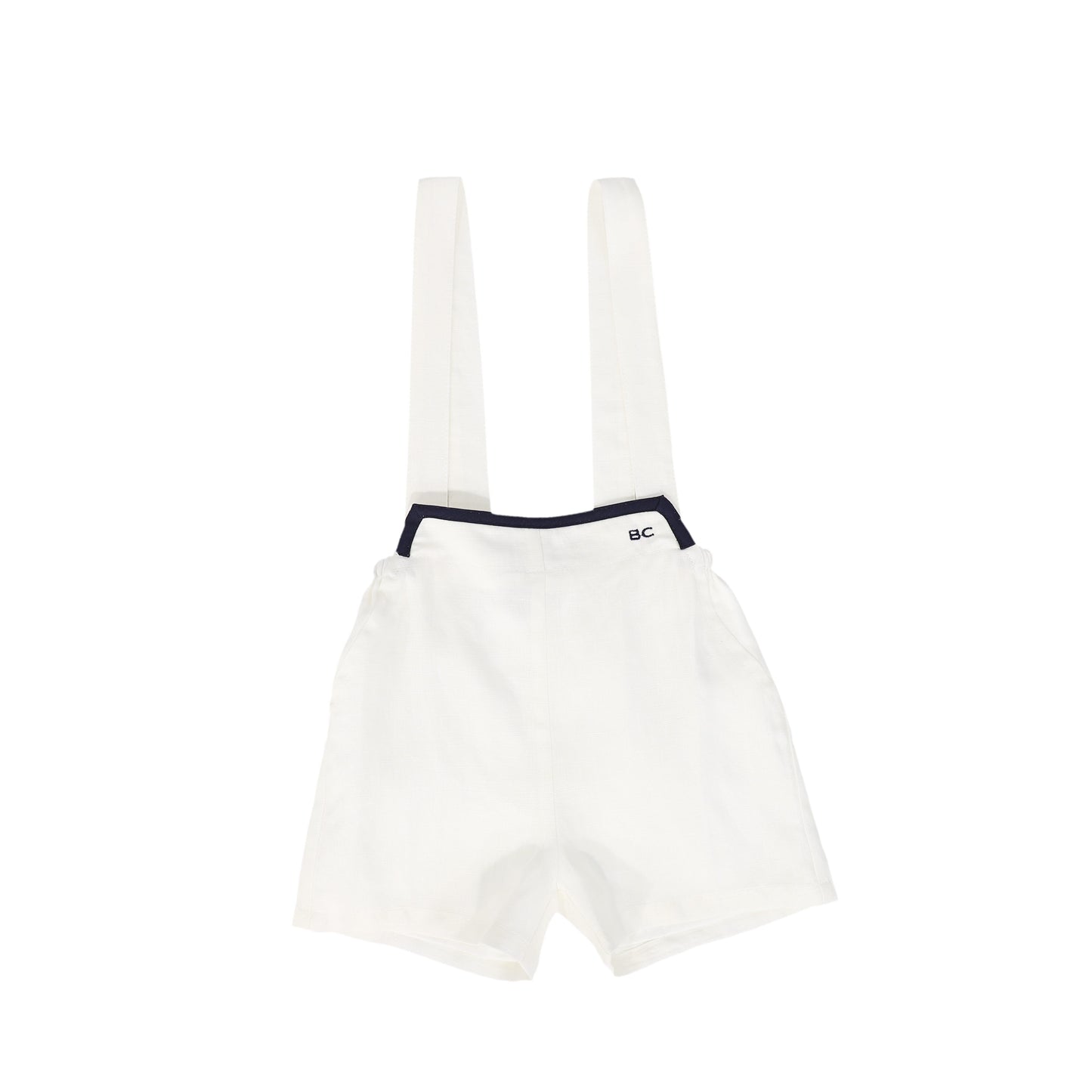 BACE COLLECTION WHITE LINEN TRIM OVERALLS