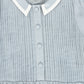 BACE COLLECTION LIGHT BLUE LINEN TRIM PLEATED DRESS