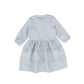 BACE COLLECTION LIGHT BLUE LINEN TRIM PLEATED DRESS