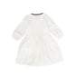 BACE COLLECTION WHITE LINEN TRIM PLEATED DRESS