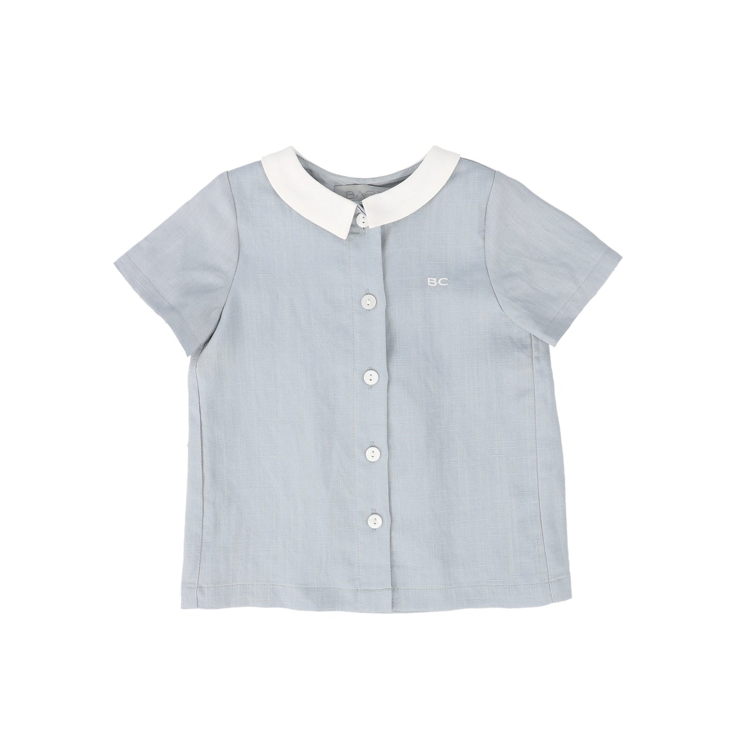 BACE COLLECTION LIGHT BLUE LINEN TRIM COLLARED SHIRT