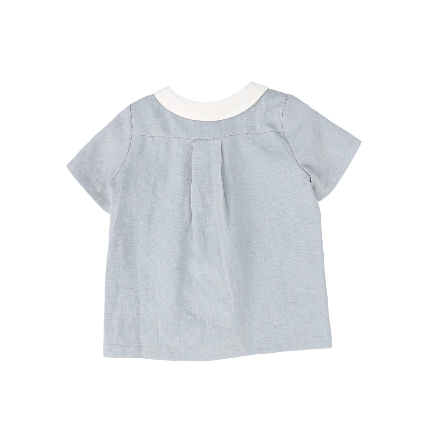 BACE COLLECTION LIGHT BLUE LINEN TRIM COLLARED SHIRT