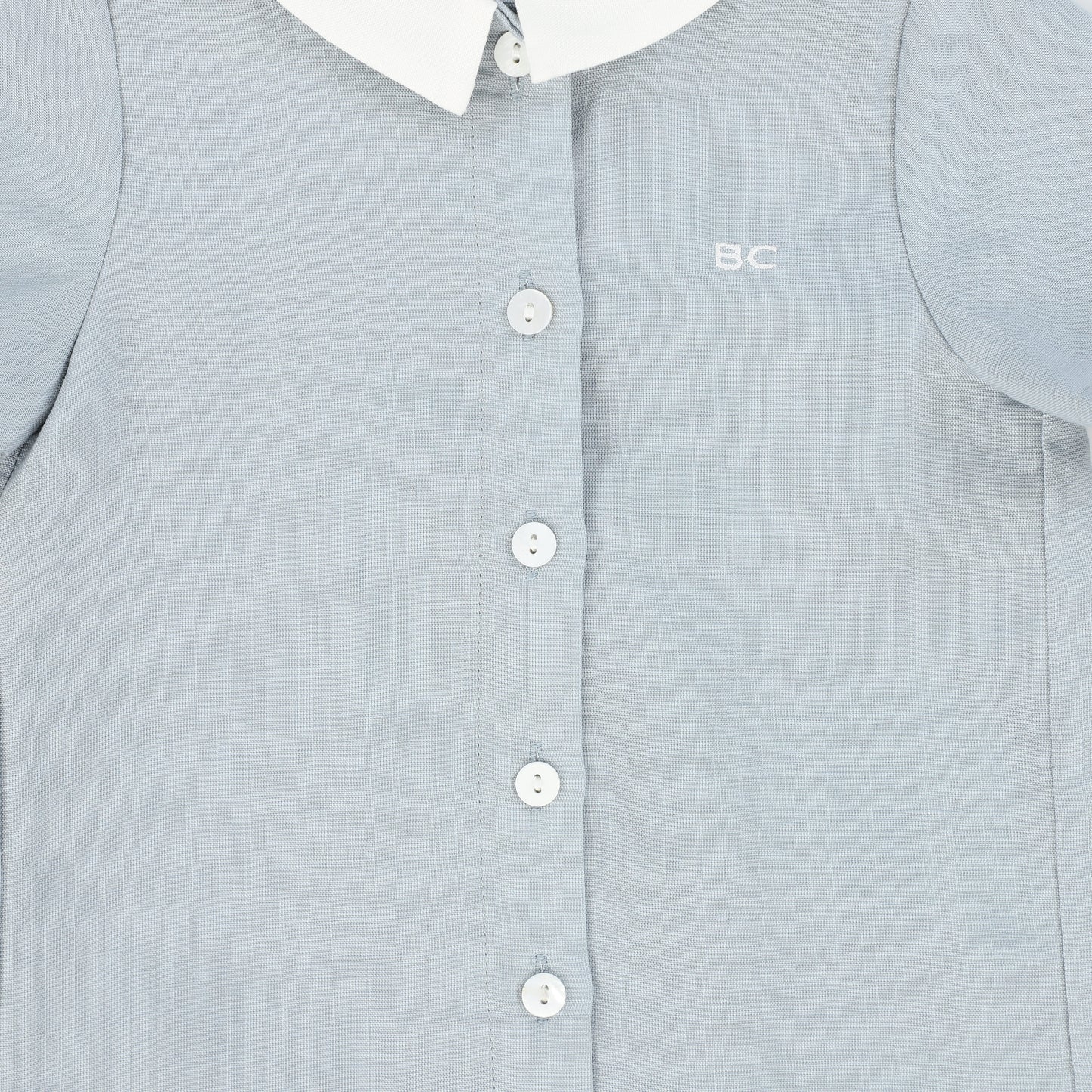 BACE COLLECTION LIGHT BLUE LINEN TRIM COLLARED SHIRT