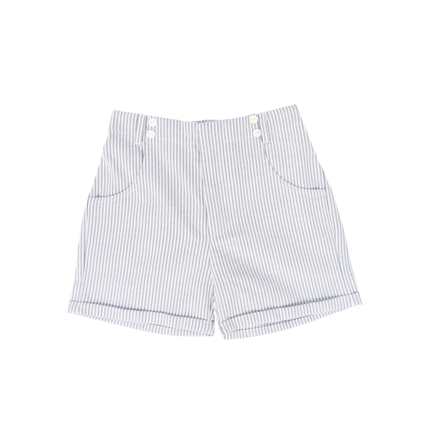 BAMBOO WHITE/BLUE STRIPED BUTTON SHORTS