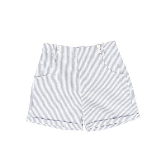 BAMBOO WHITE/BLUE STRIPED BUTTON SHORTS