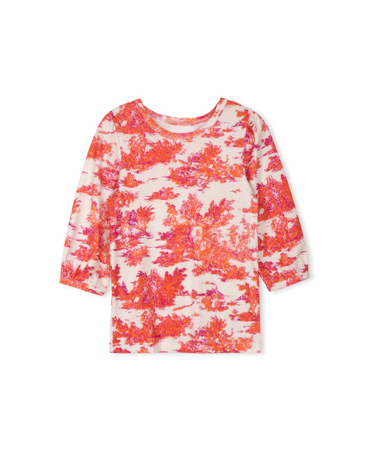 LILOU CORAL TOILE PRINT T-SHIRT