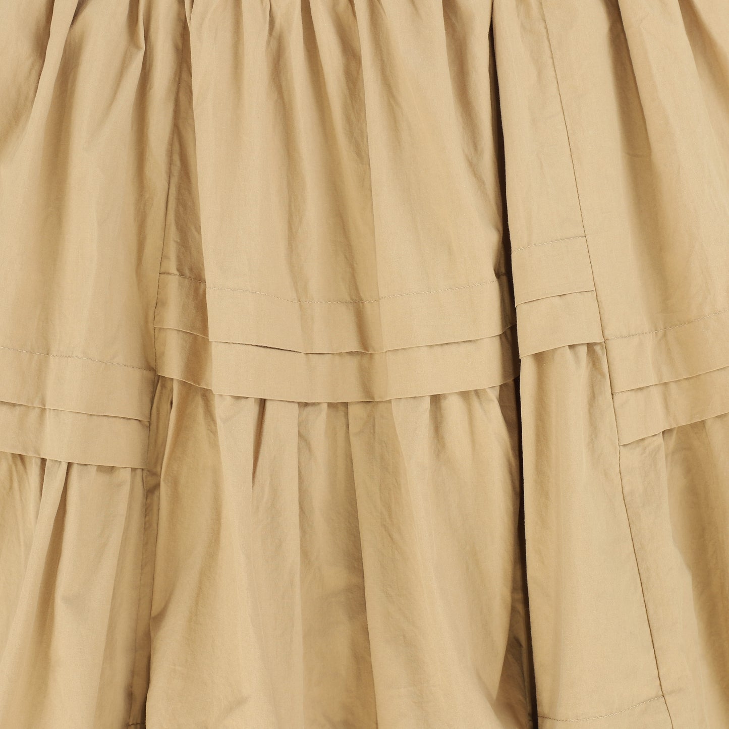 BAMBOO TAN POPLIN TIERED PLEATED SKIRT