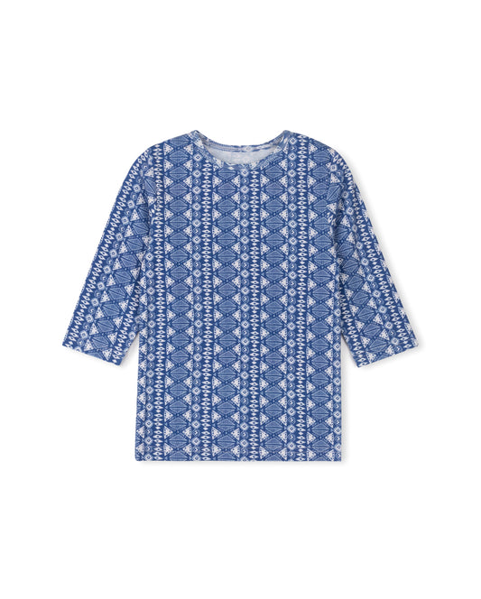 CABANA BLUE GEOMETRIC PRINT T-SHIRT