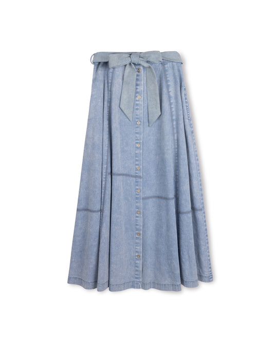 VIBE LIGHT BLUE DENIM BUTTON SKIRT