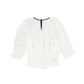 BAMBOO WHITE TEXTURED TRIM PEPLUM BLOUSE