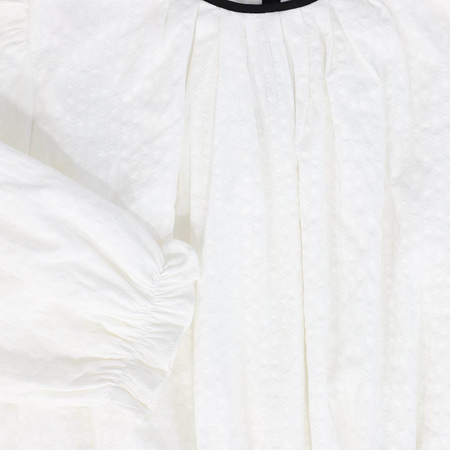 BAMBOO WHITE TEXTURED TRIM PEPLUM BLOUSE