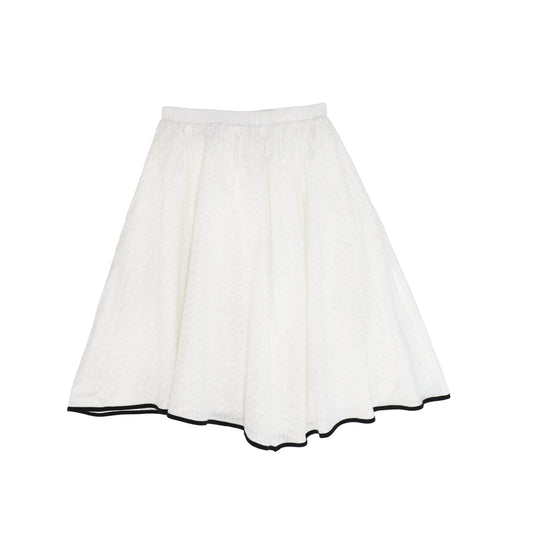 BAMBOO WHITE TEXTURED TRIM SKIRT