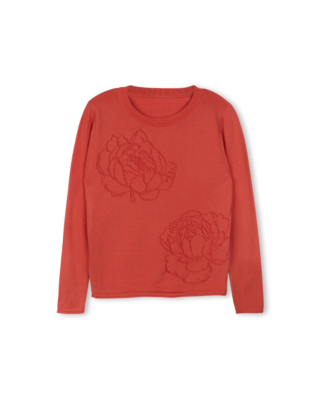 LILOU CORAL DOUBLE BEADED FLOWER SWEATER