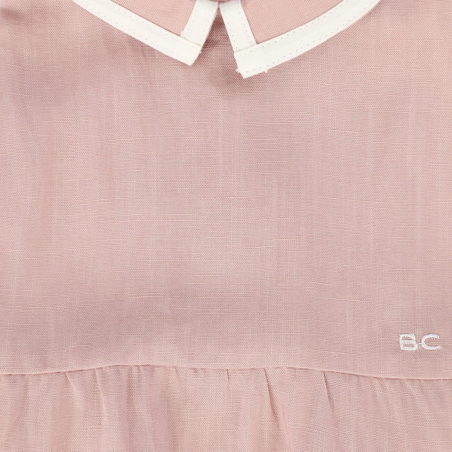 BACE COLLECTION PINK LINEN TRIM COLLARED ROMPER