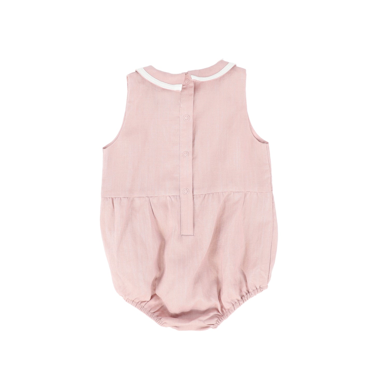 BACE COLLECTION PINK LINEN TRIM COLLARED ROMPER