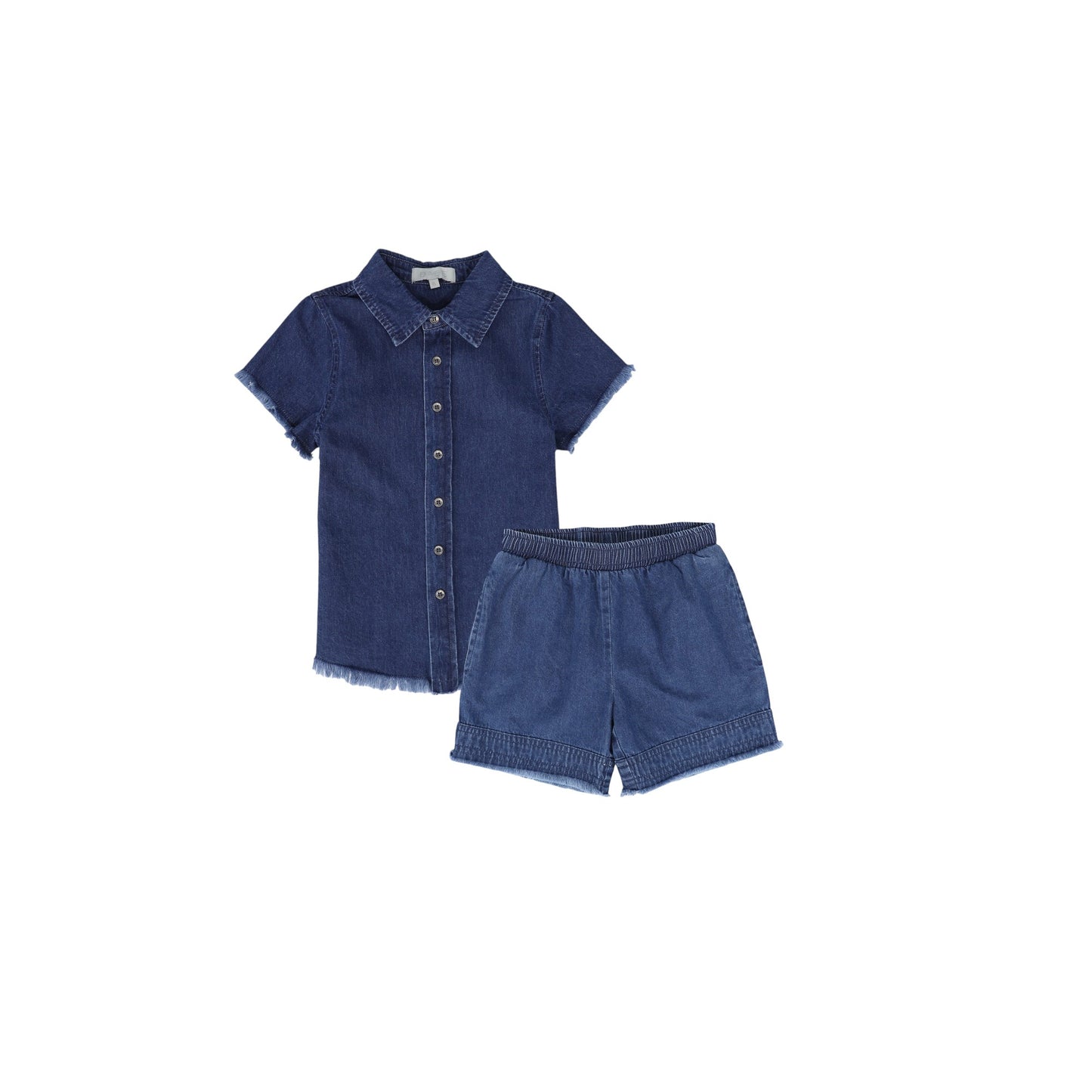 BACE COLLECTION MID BLUE DENIM FRINGE SET