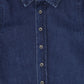 BACE COLLECTION MID BLUE DENIM FRINGED SHIRT