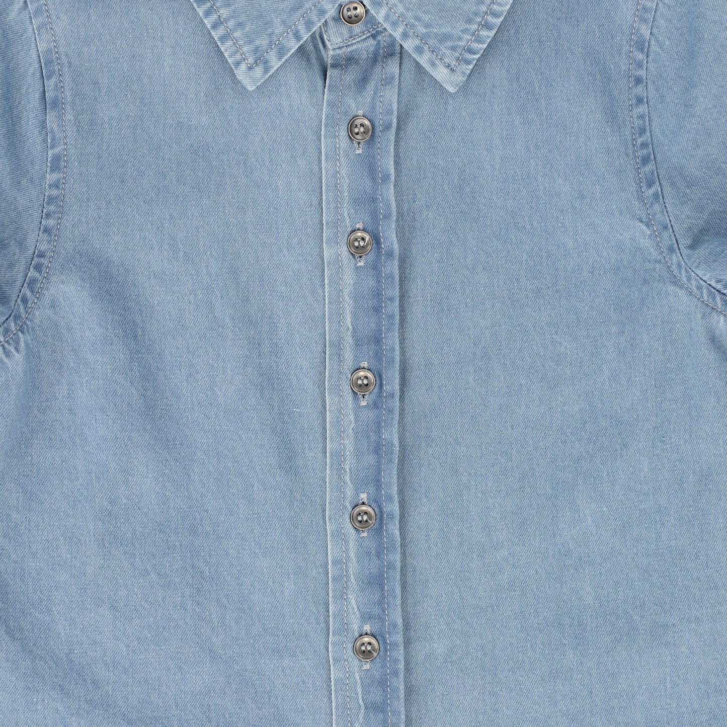 BACE COLLECTION BLUE DENIM FRINGE SHIRT