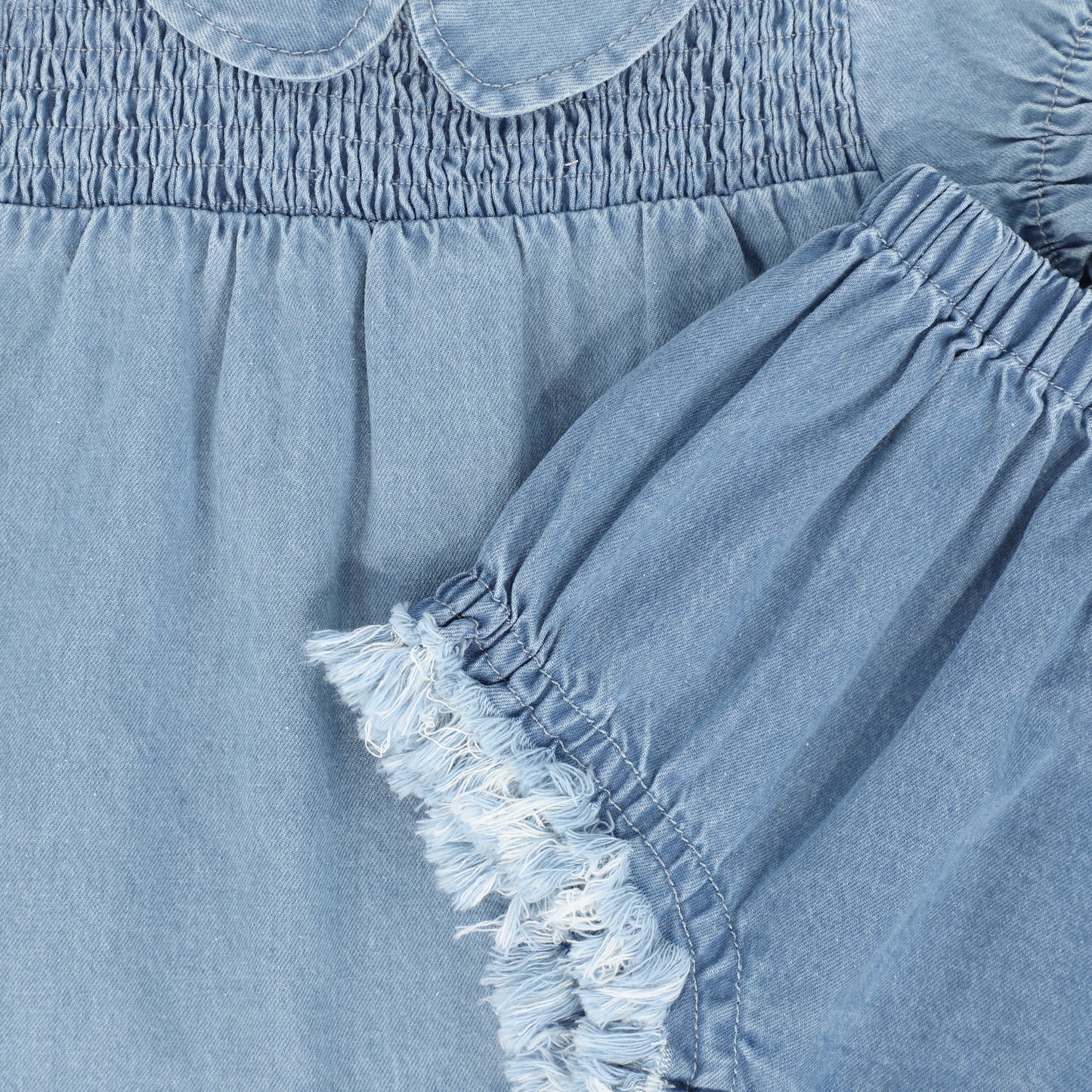 BACE COLLECTION BLUE DENIM FRINGE BLOOMER SET