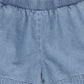 BACE COLLECTION BLUE DENIM FRINGE SHORTS