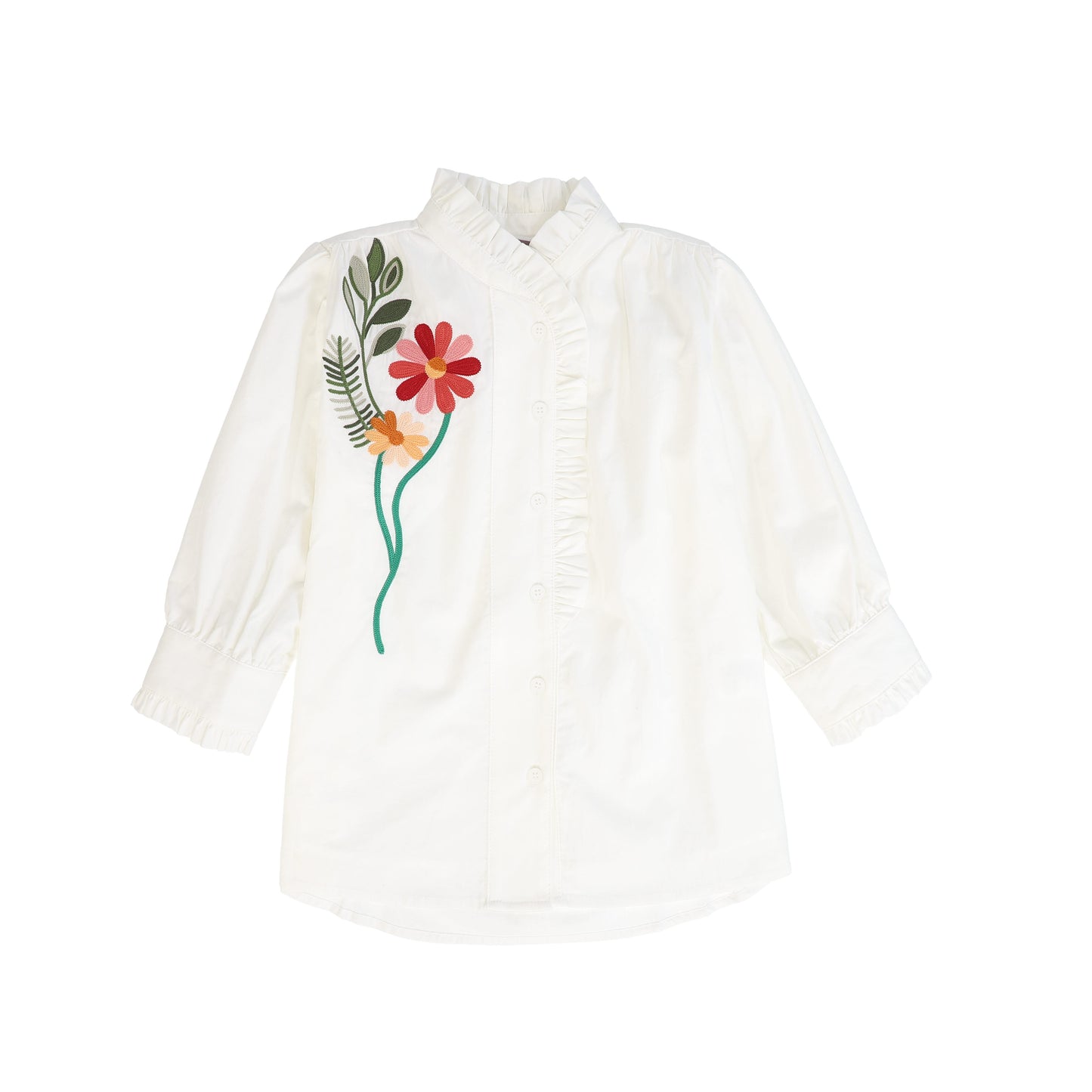 MALLORY AND MERLOT WHITE SCATTERED FLORAL BLOUSE