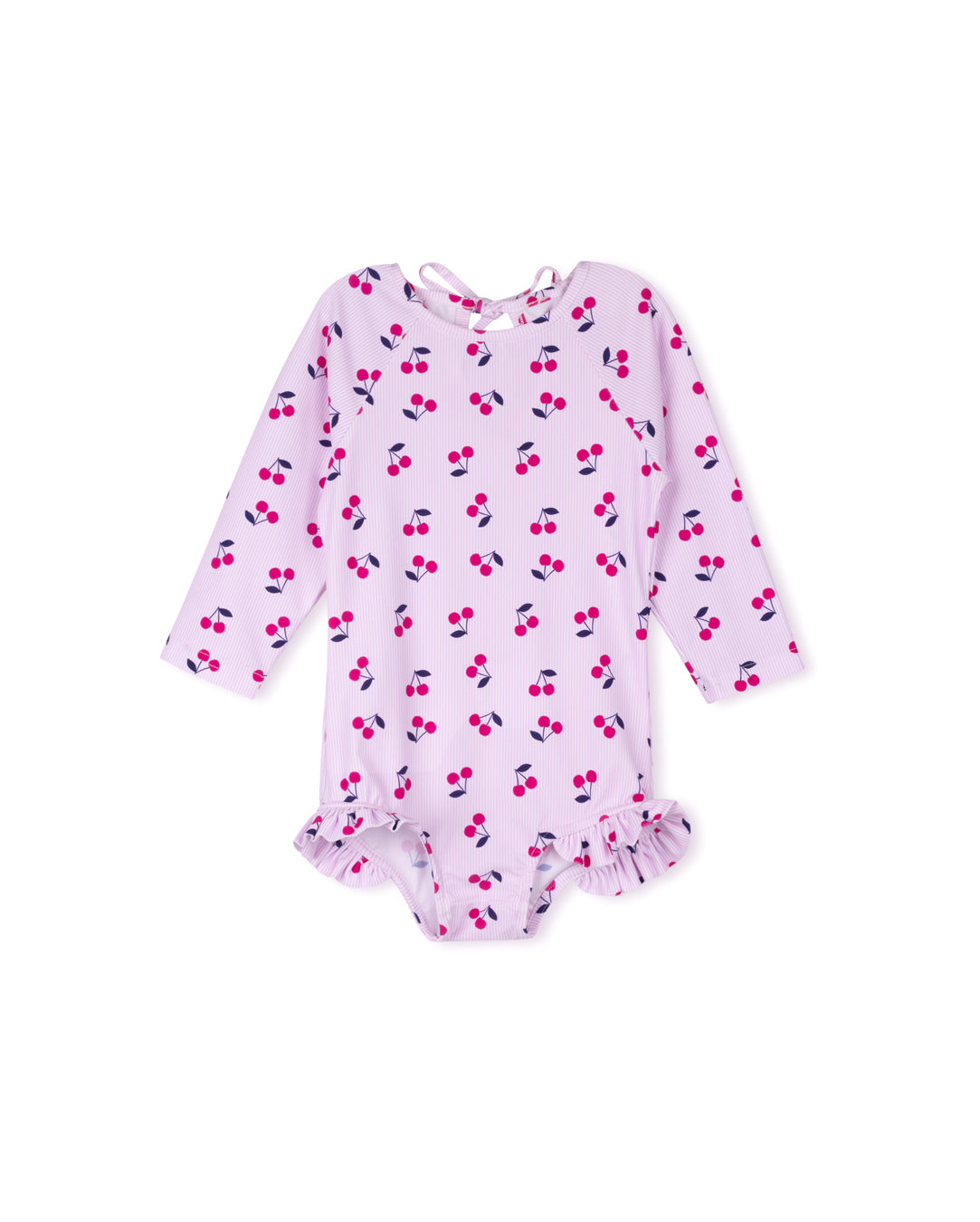 CABANA PINK CHERRY PRINT LS SWIMSUIT